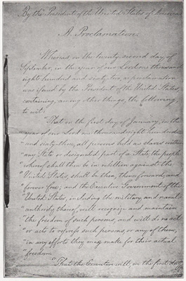 FIRST AND LAST PAGES OF LINCOLNS' EMANCIPATION PROCLAMATION